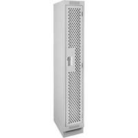Clean Line Lockers, 12" x 12" x 76", Steel, Grey, Rivet (Assembled), Perforated Cintas