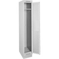 Clean Line Lockers, 12" x 12" x 76", Steel, Grey, Rivet (Assembled), Perforated Cintas