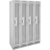 Clean Line Lockers, Bank of 4, 48" x 12" x 76", Steel, Grey, Rivet (Assembled), Perforated Cintas