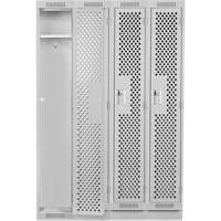 Clean Line Lockers, Bank of 4, 48" x 12" x 76", Steel, Grey, Rivet (Assembled), Perforated Cintas