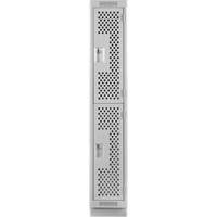Clean Line Lockers, 2 -tier, 12" x 12" x 76", Steel, Grey, Rivet (Assembled), Perforated Cintas