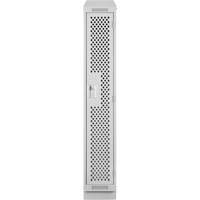 Clean Line Lockers, 12" x 12" x 82", Steel, Grey, Rivet (Assembled), Perforated Cintas