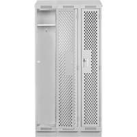 Clean Line Lockers, Bank of 3, 36" x 18" x 82", Steel, Grey, Rivet (Assembled), Perforated Cintas