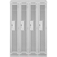Clean Line Lockers, Bank of 4, 48" x 18" x 82", Steel, Grey, Rivet (Assembled), Perforated Cintas