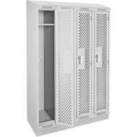 Clean Line Lockers, Bank of 4, 48" x 18" x 82", Steel, Grey, Rivet (Assembled), Perforated Cintas