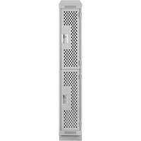 Clean Line Lockers, 2 -tier, 12" x 12" x 82", Steel, Grey, Rivet (Assembled), Perforated Cintas