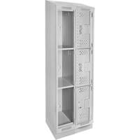 Clean Line Lockers, 3 -tier, Bank of 2, 24" x 15" x 82", Steel, Grey, Rivet (Assembled), Perforated Cintas