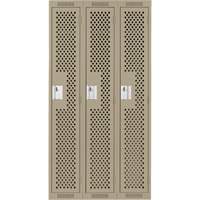 Casiers Clean Line, Bloc de 3, 36" x 12" x 72", Acier, Beige, Rivet (assembl&eacute;), Perfor&eacute; Cintas