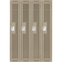 Clean Line Lockers, Bank of 4, 48" x 15" x 72", Steel, Beige, Rivet (Assembled), Perforated Cintas