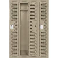 Clean Line Lockers, Bank of 4, 48" x 15" x 72", Steel, Beige, Rivet (Assembled), Perforated Cintas