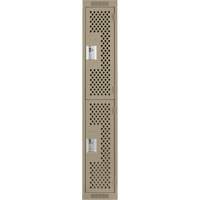Casiers Clean Line, 2 niveaux, 12" x 12" x 72", Acier, Beige, Rivet (assembl&eacute;), Perfor&eacute; Cintas