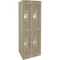 Casiers Clean Line, 2 niveaux, Bloc de 2, 24" x 15" x 72", Acier, Beige, Rivet (assembl&eacute;), Perfor&eacute; Cintas