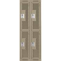 Casiers Clean Line, 2 niveaux, Bloc de 2, 24" x 15" x 72", Acier, Beige, Rivet (assembl&eacute;), Perfor&eacute; Cintas