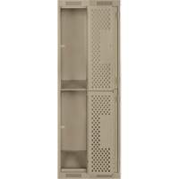 Casiers Clean Line, 2 niveaux, Bloc de 2, 24" x 15" x 72", Acier, Beige, Rivet (assembl&eacute;), Perfor&eacute; Cintas