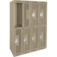 Casiers Clean Line, 2 niveaux, Bloc de 4, 48" x 12" x 72", Acier, Beige, Rivet (assembl&eacute;), Perfor&eacute; Cintas