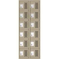 Assembled Lockerettes Clean Line Perforated Economy Lockers, 6 -tier, Bank of 2, 18" x 72" x 12", Steel Cintas