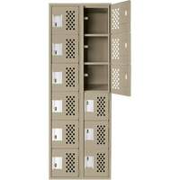 Assembled Lockerettes Clean Line Perforated Economy Lockers, 6 -tier, Bank of 2, 18" x 72" x 12", Steel Cintas