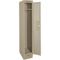 Clean Line Lockers, 12" x 12" x 76", Steel, Beige, Rivet (Assembled), Perforated Cintas