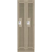 Clean Line Lockers, Bank of 2, 24" x 12" x 76", Steel, Beige, Rivet (Assembled), Perforated Cintas