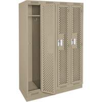 Clean Line Lockers, Bank of 4, 48" x 15" x 76", Steel, Beige, Rivet (Assembled), Perforated Cintas