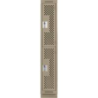 Clean Line Lockers, 2 -tier, 12" x 12" x 76", Steel, Beige, Rivet (Assembled), Perforated Cintas
