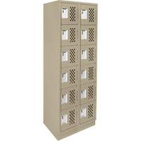Assembled Lockerettes Clean Line Perforated Economy Lockers, 6 -tier, Bank of 2, 18" x 72" x 12", Steel Cintas