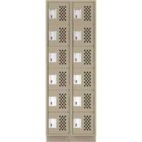 Assembled Lockerettes Clean Line Perforated Economy Lockers, 6 -tier, Bank of 2, 18" x 72" x 12", Steel Cintas