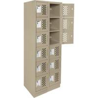 Assembled Lockerettes Clean Line Perforated Economy Lockers, 6 -tier, Bank of 2, 18" x 72" x 12", Steel Cintas