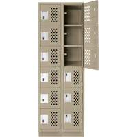 Assembled Lockerettes Clean Line Perforated Economy Lockers, 6 -tier, Bank of 2, 18" x 72" x 12", Steel Cintas