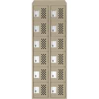 Assembled Lockerettes Clean Line Perforated Economy Lockers, 6 -tier, Bank of 2, 18" x 72" x 12", Steel Cintas
