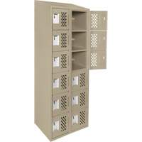 Assembled Lockerettes Clean Line Perforated Economy Lockers, 6 -tier, Bank of 2, 18" x 72" x 12", Steel Cintas