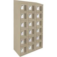 Petit casier perfor&eacute; Clean-Line, 6 niveaux, Bloc de 3, 15" x 72" x 12", Acier Cintas