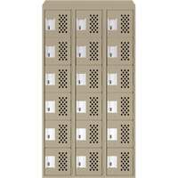 Petit casier perfor&eacute; Clean-Line, 6 niveaux, Bloc de 3, 15" x 72" x 12", Acier Cintas