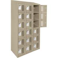 Petit casier perfor&eacute; Clean-Line, 6 niveaux, Bloc de 3, 15" x 72" x 12", Acier Cintas