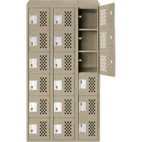 Petit casier perfor&eacute; Clean-Line, 6 niveaux, Bloc de 3, 15" x 72" x 12", Acier Cintas