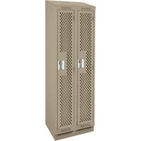 Clean Line Lockers, Bank of 2, 24" x 18" x 82", Steel, Beige, Rivet (Assembled), Perforated Cintas