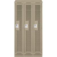 Clean Line Lockers, Bank of 3, 36" x 18" x 82", Steel, Beige, Rivet (Assembled), Perforated Cintas
