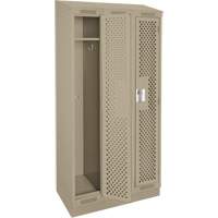 Clean Line Lockers, Bank of 3, 36" x 18" x 82", Steel, Beige, Rivet (Assembled), Perforated Cintas