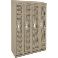 Clean Line Lockers, Bank of 4, 48" x 18" x 82", Steel, Beige, Rivet (Assembled), Perforated Cintas