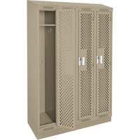 Clean Line Lockers, Bank of 4, 48" x 18" x 82", Steel, Beige, Rivet (Assembled), Perforated Cintas