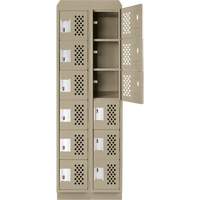 Assembled Lockerettes Clean Line Perforated Economy Lockers, 6 -tier, Bank of 2, 18" x 72" x 12", Steel Cintas