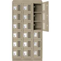 Assembled Lockerettes Clean Line Perforated Economy Lockers, 6 -tier, Bank of 3, 18" x 72" x 12", Steel Cintas