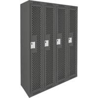 Clean Line Lockers, Bank of 4, 48" x 15" x 72", Steel, Charcoal, Rivet (Assembled), Perforated Cintas