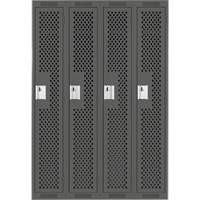 Clean Line Lockers, Bank of 4, 48" x 15" x 72", Steel, Charcoal, Rivet (Assembled), Perforated Cintas