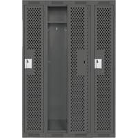 Clean Line Lockers, Bank of 4, 48" x 15" x 72", Steel, Charcoal, Rivet (Assembled), Perforated Cintas