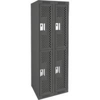 Casiers Clean Line, 2 niveaux, Bloc de 2, 24" x 15" x 72", Acier, Charbon, Rivet (assembl&eacute;), Perfor&eacute; Cintas