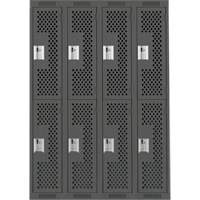 Casiers Clean Line, 2 niveaux, Bloc de 4, 48" x 12" x 72", Acier, Charbon, Rivet (assembl&eacute;), Perfor&eacute; Cintas