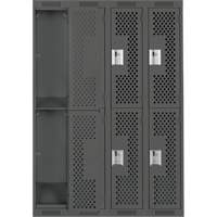 Casiers Clean Line, 2 niveaux, Bloc de 4, 48" x 12" x 72", Acier, Charbon, Rivet (assembl&eacute;), Perfor&eacute; Cintas