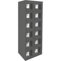 Petits casiers &eacute;conomiques assembl&eacute;s et perfor&eacute;s Clean Line, 6 niveaux, Bloc de 2, 18" x 72" x 12", Acier Cintas