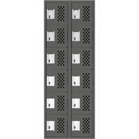 Petits casiers &eacute;conomiques assembl&eacute;s et perfor&eacute;s Clean Line, 6 niveaux, Bloc de 2, 18" x 72" x 12", Acier Cintas